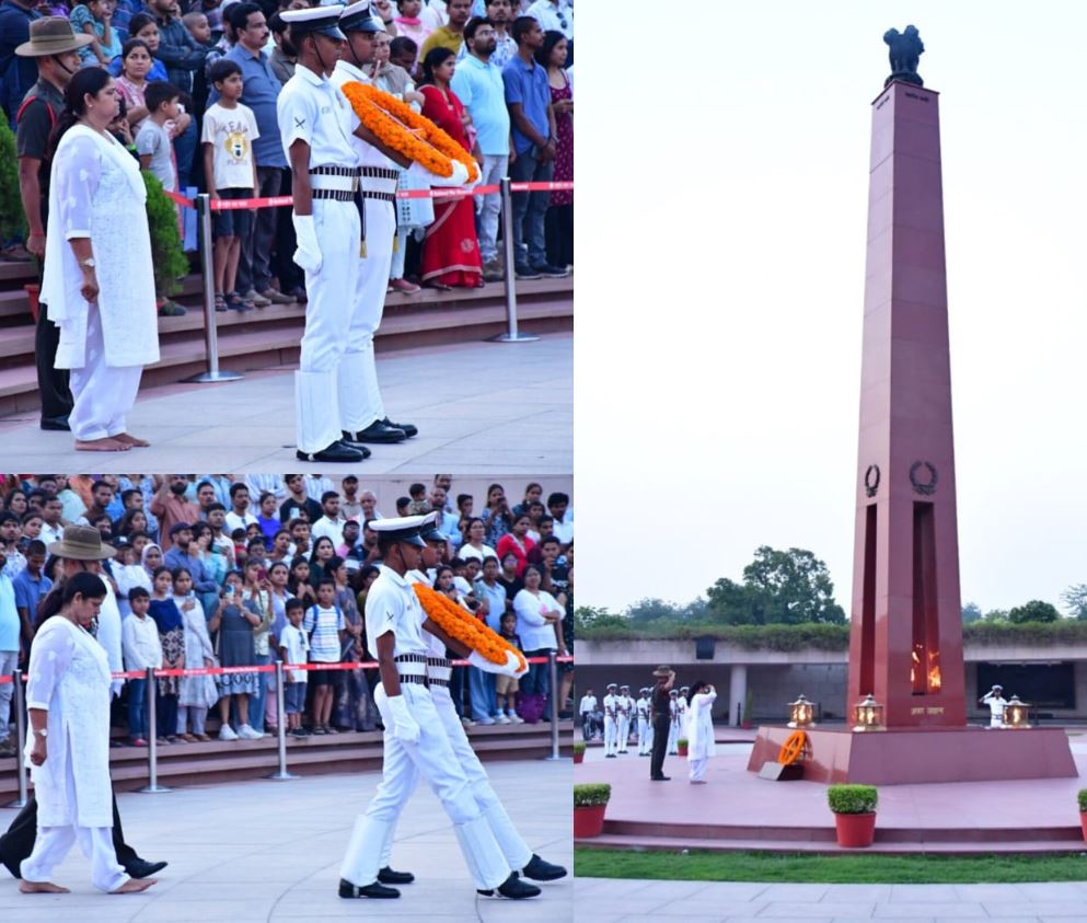 In NOK ceremony Mrs Sudhakar Pilania w/o Lt Col Mahipal Singh paid homage at NMW on 05 Jun 26