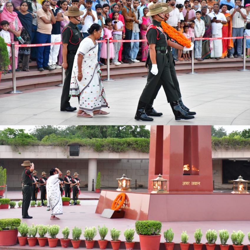 In NOK ceremony Mrs Phulmati Bordoloi m/o Sep Amirudha Bordoloi paid homage at NWM on 19 J un 26