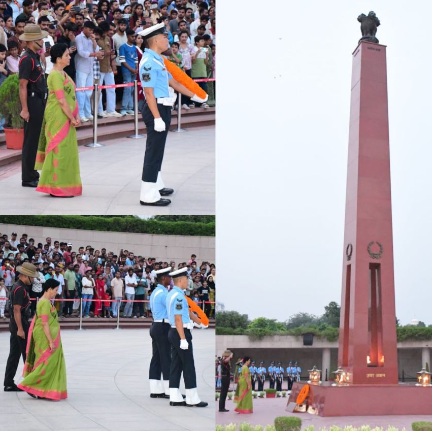 In NOK ceremony Mrs D Unnikrishnan m/o Maj Sandeep Unnikrishnan, AC, paid homage at NWM on 19 Jul 26