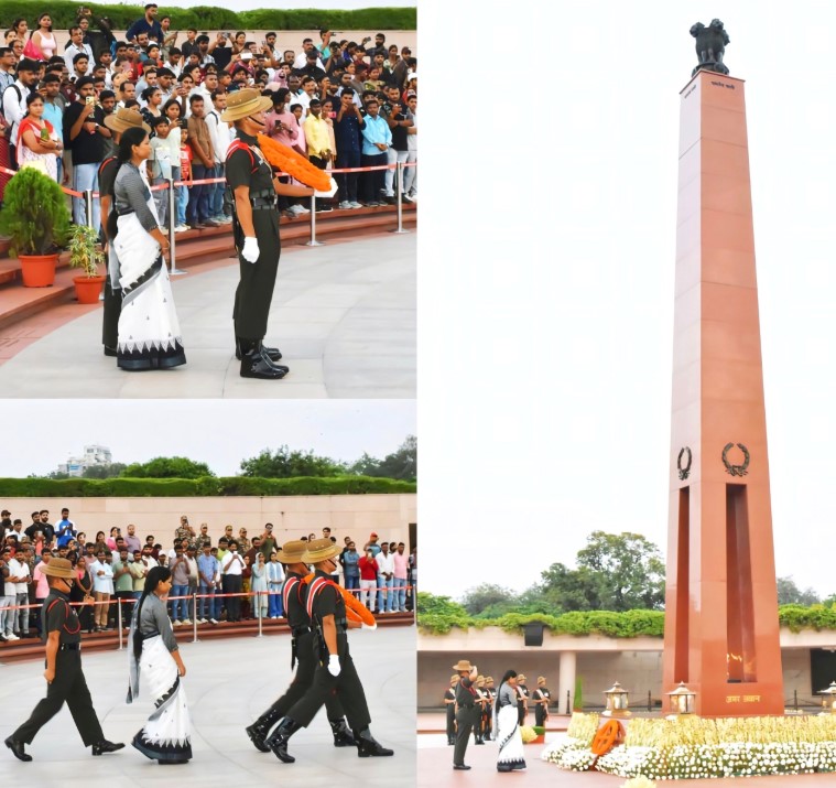 In a solemn Next-of-Kin ceremony Mrs Neema W/o Nk Late Vinod Singh paid homage at NWM on 18 Aug 26