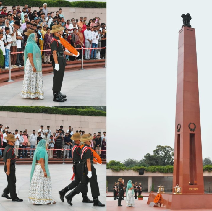 In NOK ceremony Mrs Simala Devi w/o Pnr Jugraj Singh Meena, SC, paid homage at NWM on 18 Aug 26