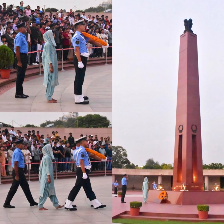 In a solemn NOK ceremony Ms Suman Kumari w/o Sep Madan Lal Nehara paid homage at NWM on 31 Aug 26