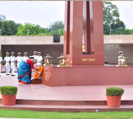 In a solemn Next-of-Kin ceremony Smt Nirmala d/o L/Nk Ram Phal, SM, paid homage at NWM on 13 Sep 26